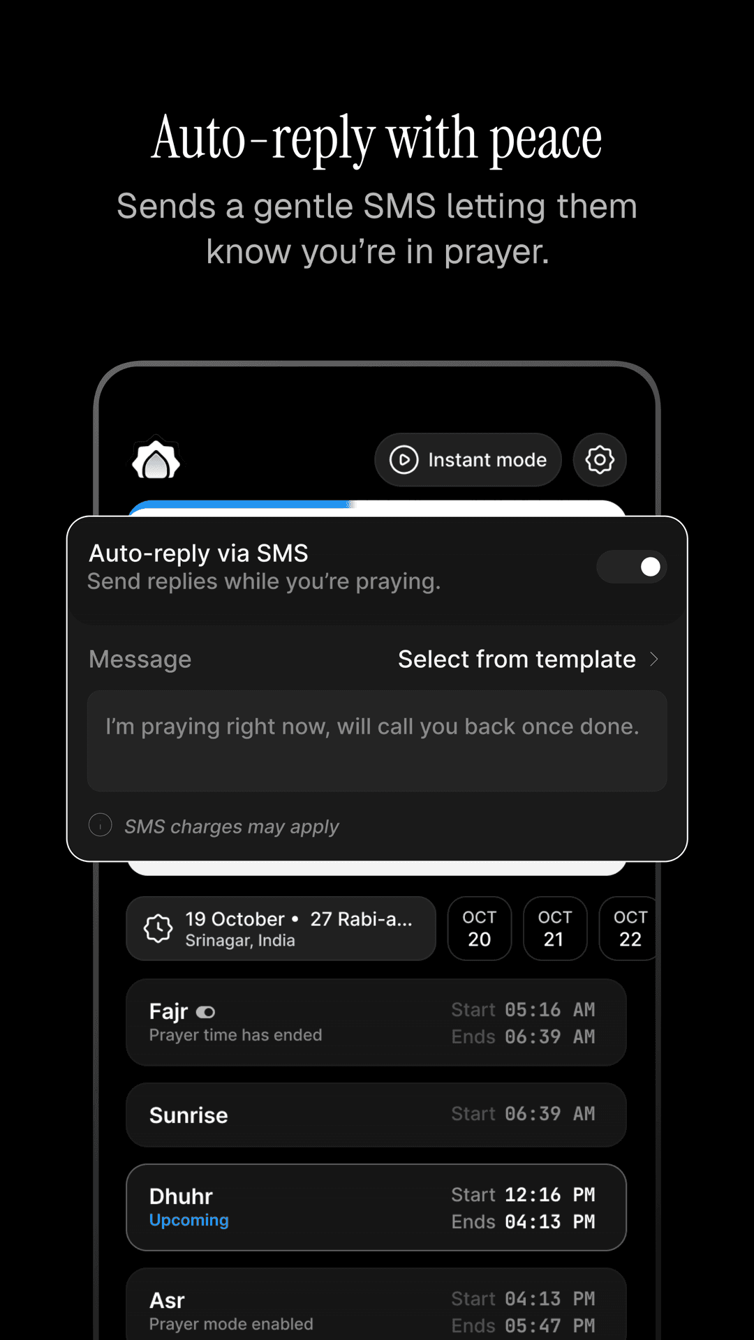 Auto-reply with peace: SMS auto-reply settings